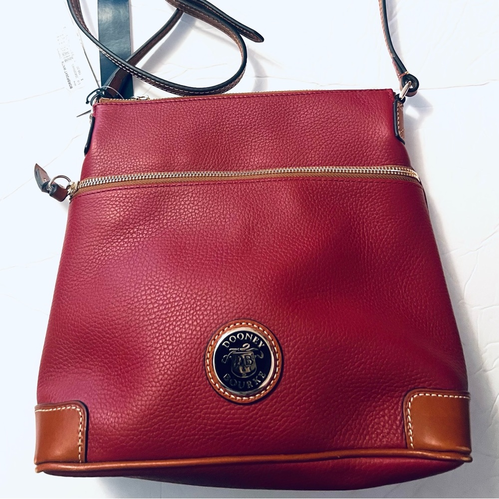 New $198 Dooney & Bourke Wine Pebble Grain Crossbody Satchel